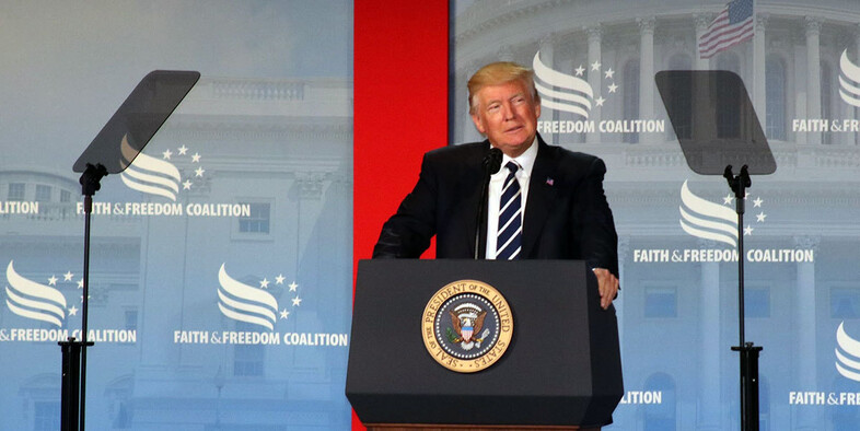 President Donald Trump speaking at Faith & Freedom's Road to Majority Conference