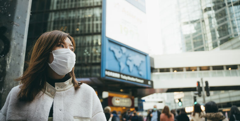 A photo of a woman wearing a mask in China