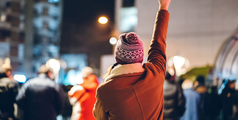 A women protesting