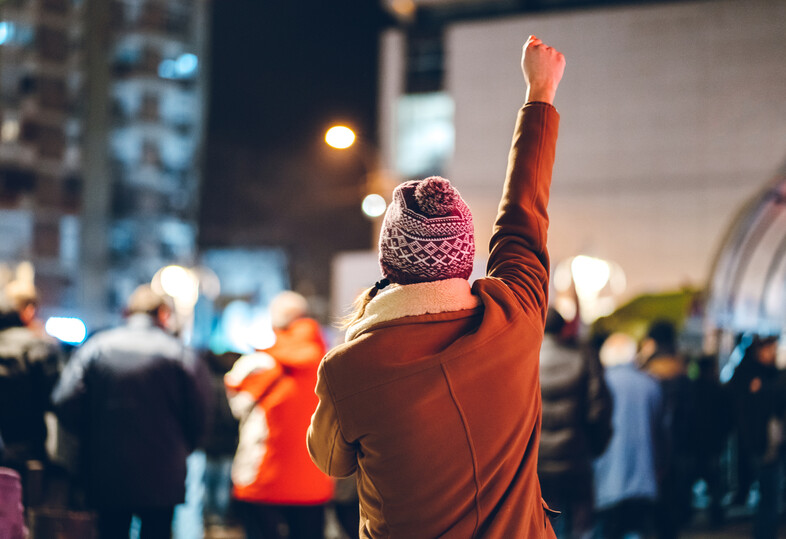 A women protesting