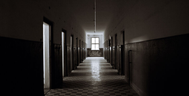 The hallway of an asylum