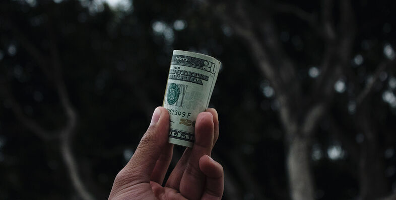 Person holding U.S. dollar banknote